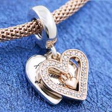 Original Rose Gold Sparkling Freehand Heart With Crystal Pendant Bead Fit 925 Sterling Silver Charm Europe Bracelet Diy Jewelry 2024 - buy cheap