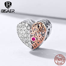 Bisaer romântico 925 prata esterlina coração forma contas amor da mãe encantos caber mãe pulseiras de prata 925 jóias presente ecc1173 2024 - compre barato