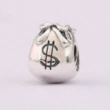 S925 Silver  Bead DIY Jewelry Wealth Money Bag Dollar Charms fit Women Bracelet Bangle 2024 - buy cheap