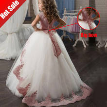 Autumn Winter Long Bridesmaid Girl Lace Princess Dress Kids Dresses For Girls Children Costume Party Wedding Dress 10 12 Years 2024 - buy cheap