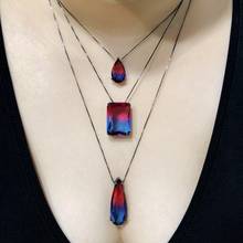 Luxury Colorful Water Drop Necklace Big/small Pendant Black Long Chain crystal Women boho Fashion party jewelry Statement GIft 2024 - buy cheap