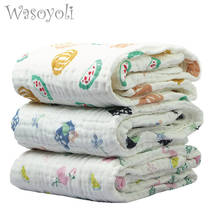1 Piece Wasoyoli Baby Swaddles 110*110cm 6 Layers Blankets 100% Seersucker Muslin Cotton With White Edge Soft Bath Hold Wraps 2024 - buy cheap