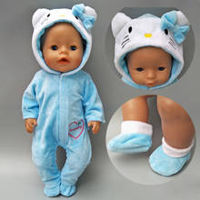 Casaco de boneca para boneca de 43cm, conjunto de roupa de boneca baby born para moletom de gato de desenho animado para 17 "reborn, roupa de boneca, roupa de pele para brinquedos 2024 - compre barato