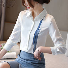 Office Lady Chiffon Long Sleeve Shirts Women Blouses Professional OL White Tops 2022 Elegant Autumn Fashion Stripe Shirt 10613 2024 - buy cheap