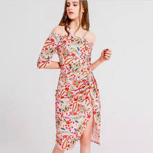 Wywan vestido de verão feminino, novo vestido plus size elegante sexy sem alças de miçangas vestido vintage de praia com estampa 2024 - compre barato