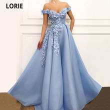 LORIE Blue Prom Gowns Off Shoulder Sweetheart 3DFlowers AppliquEvening Dresses Long Formal Party Princess Beauty pageant Dresses 2024 - buy cheap