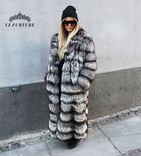 Abrigo de piel de zorro Real para mujer, abrigo grueso y cálido de lujo, con capucha, a la moda 2024 - compra barato