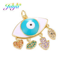 Juya DIY Gold Enamel Evil Eye Charms Multicolor Rainbow Crystal Love Heart Lips Hamsa Charms For Handmade Pendant Jewelry Making 2024 - buy cheap