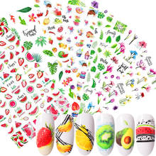 3D Fruits Stickers for Nails Watermelon / Lemon / Leaves Design Summer Adhesive Sliders Accessory Nail 3D Decorations 2024 - buy cheap