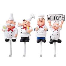 Pack of 4 Resin French Chef Figurine Wall Hooks Decorative Cook Wall Mount Rack Hook Hanger(Assorted Style) 2024 - buy cheap