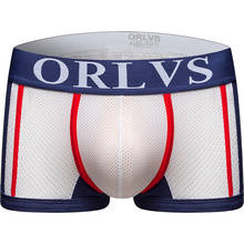 2020 ORLVS Brand  Sexy Men Boxers Male Underwear Solid Shorts Quick Dry Cueca Tanga Mesh Shorts Underpants Sleepwear Breathable 2024 - buy cheap