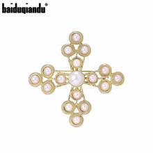 Baiduqiandu New Arrival Simulated Pearl Cross Brooch Pins for Women Dress Apparel Jewelry Accessories 2024 - buy cheap