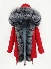 natural real fox fur Jacke coat Real Silver Fox Fur Collar Cuff Hooded Coat Short Parka Long Camouflage winter jacket 2024 - buy cheap