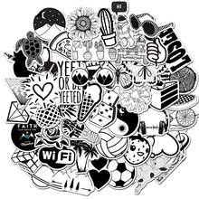 50PCS/Set Black and White Retro Waterproof Stickers Vinyls Decals for Laptop, Cars, Motorcycle, Bicycle, Skateboard, Luggage 2024 - buy cheap