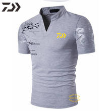 Мужская футболка Daiwa, Лоскутная футболка-поло для рыбалки, дышащая быстросохнущая Спортивная футболка с короткими пуговицами, одежда для рыбалки, летняя одежда 2024 - купить недорого