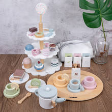Playhouse brinquedos de madeira bolo de três camadas macaron modelo de simulação de chá da tarde conjunto de cozinha brinquedo de presente de natal para crianças 2024 - compre barato