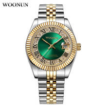 Relógio de pulso masculino clássico estilo presidente, relógio de quartzo de aço inoxidável com mostrador verde e diamantes, de luxo, 2020 2024 - compre barato