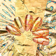 Голографическое звездное небо блестящая Фольга для ногтей розовое золото шампанское переводные наклейки для ногтей DIY дизайн маникюра украшение 2024 - купить недорого