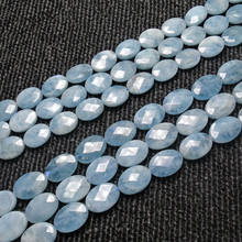 Natural Oval Shape Blue Aquamarines Beads For Jewelry Making Beads 15'' Needlework DIY Beads Trinket For Women Gift 2024 - buy cheap