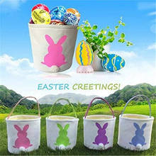 Cesta de huevos de Pascua de lona con lentejuelas para niños y niñas, bolsas de almacenamiento de conejo, regalo, dulces 2024 - compra barato