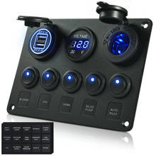 MICTUNING 12V 24V Toggle 5 Gang Rocker Switch Panel With LED Light  Dual USB Charger Digital Voltmeter Socket For Car Trunk Boat 2024 - buy cheap