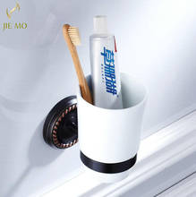 Portavasos y vaso de vidrio individual, soporte de latón negro para cepillo de dientes de baño, montado en la pared, Retro tallado, decoración para el hogar F67 2024 - compra barato