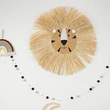 Decoração de parede para quarto de bebê, decoração fofa tecida à mão e canudo de tigre leão 2024 - compre barato