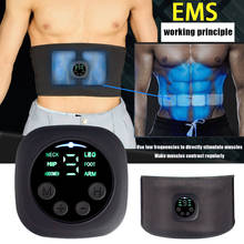 Cinto inteligente de vibração e suor para músculo abdominal, tonificador eletrônico ems, massageador fitness, aparador de cintura, suporta emagrecimento do corpo 2024 - compre barato