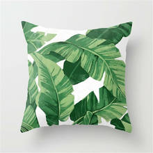 45x45m 1pc Tropical Plants Printing Throw Pillowcase Cover Green Leaves Pillow Cover Polyester Pillow Case Cushion 2024 - buy cheap