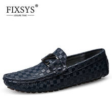 FIXSYS Mens Casual Loafers Embossed Leather Moccasins Male Breathable Slip-on Flats Boat Shoes Buckle Lightweight Driving Shoes 2024 - buy cheap