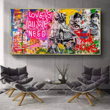 Banksy Street Art Love is All We Need Canvas Painting Poster Prints Graffiti Wall Art Picture Cuadros Home Decoration Room Decor 2024 - buy cheap