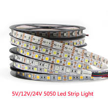 Tira de luces LED RGB de 5V, 12V y 24 V CC, cinta de diodo para retroiluminación de TV, 5050, Blanco cálido/RGB CCT, 5M, Flexible, 5, 12 y 24 V 2024 - compra barato