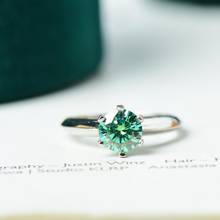 Classic Silver 925 Round D Color Green Moissanite Ring Brilliant Cut Diamond Test Past Emerald Engagement Ring for Teen Girls 2024 - buy cheap
