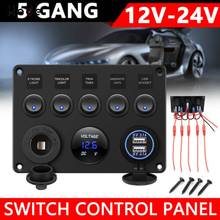 5 Gang Car Marine Switch Panel Breaker Boat Car Rocker Switch Control Digital Voltmeter Panel 2024 - buy cheap