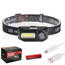 Mini COB LED Headlight Headlamp Head Lamp Flashlight USB Rechargeable 18650 Torch Camping Hiking Night Fishing Light headlamp 2024 - buy cheap