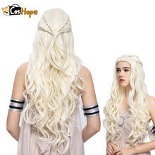 Daenerys Targaryen Cosplay Wig Long Off White Khaleesi Curly Wave Wigs Anime Heat Resistant Synthetic Wigs Halloween Cosplay 2024 - buy cheap