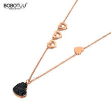 BOBOTUU New Titanium Stainless Steel Rhinestone Heart Charm Pendant Necklaces Classic Wedding Necklace For Women Gifts BN20073 2024 - buy cheap