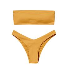 Conjunto de Bikini sin tirantes con Push-Up para mujer, Bikini atrevido de cintura alta, Tanga de pierna alta, parte inferior de Bikini, trajes de baño para playa 2024 - compra barato