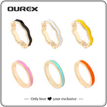 Ourex nova moda multicolorido esmalte anéis de metal para as mulheres estilo simples colorido liga anel festa jewery acessórios atacado 2024 - compre barato