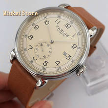 42mm top brand Parnis 2019 new men's mechanical watch silver case date leather seagull 1731 automatic movement fashion watches 2024 - buy cheap