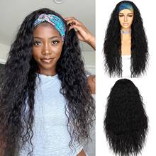 Krismile Long Kinky Curly Headband Black Wig Daily Party Travel Holidays No Gel Glueless Wig for Women Drag Queen 2 Free Bands 2024 - buy cheap