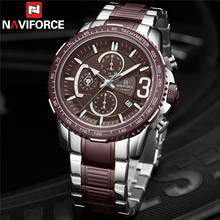 NAVIFORCE-Reloj de pulsera deportivo de cuarzo para hombre, cronógrafo militar de acero inoxidable, color marrón, marca superior de lujo, 8017 2024 - compra barato