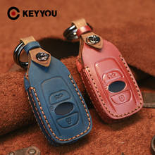 KEYYOU Protector Keychain Keyless For Subaru Forester Impreza Outback WRX BRZ XV Crosstrek Genuine Leather Car Key Case Cover 2024 - buy cheap