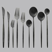 4Pcs Matte Black Cutlery Set Stainless Steel Flatware Set Kitchen Silverware Steak Tableware Dinnerware Spoon Fork Knife Set 2024 - buy cheap