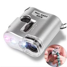 60X Mini Portable LED UV Lens Jewelry Currency Check Microscope Loupe Magnifier Lens Magnifier, Led Lights Magnifier Magnifying 2024 - buy cheap