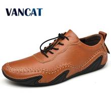 Sapatos de couro masculinos, mocassim confortável para dirigir, sapatos baixos para homens, tamanhos grandes 38-47 2024 - compre barato