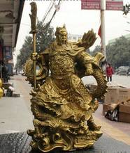 Estátua de bronze para guardar dragão guan gong yu pá da espada deus porta 2024 - compre barato