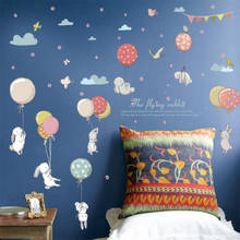 Pegatinas de pared de globos de conejo para habitaciones de niños, decoración del hogar, calcomanías de pared, póster, arte mural, bricolaje, decoración del hogar 2024 - compra barato
