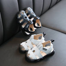 Summer Non-slip Casual Children's Sandals Little Boys Sandal Kids Prevent kicking Toe cap Soft Bottom Beach Shoes Black White 2024 - buy cheap