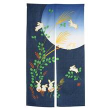 Promotion! Japanese Doorway Curtain Noren Rabbit Under Moon For Home Decoration 85X150Cm 2024 - buy cheap